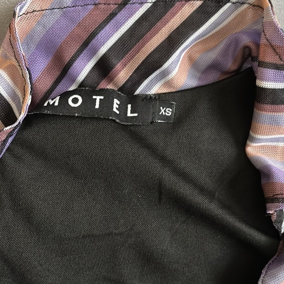 Motel Rocks Mini Striped Purple Button-Down Dress size XS - Picture 3 of 8